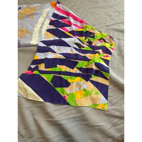 Cynthia Rowley Abstract Multicolor 100% Silk Scarf - Picture 2 of 10